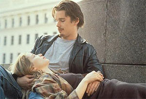 Celine (Julie Delpy) and Jesse (Ethan Hawke) in Before Sunrise