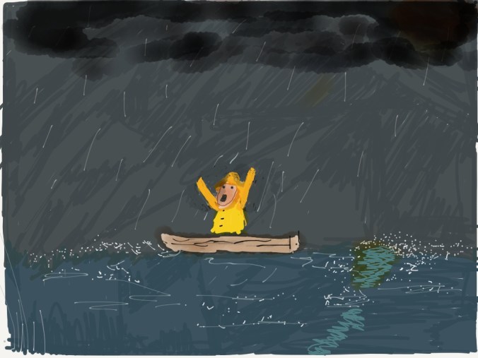 Gentle man on a moonless night. Illustration 2014 jpbohannon