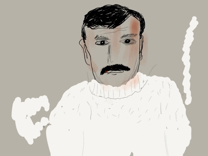 Hemingway as a young man.   illustration 2014 by jpbohannon