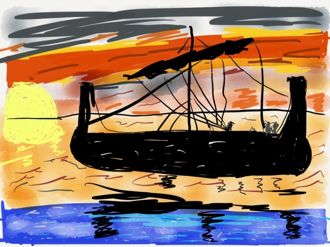 Ulysses sailing west illustration 2013 by jpbohannon